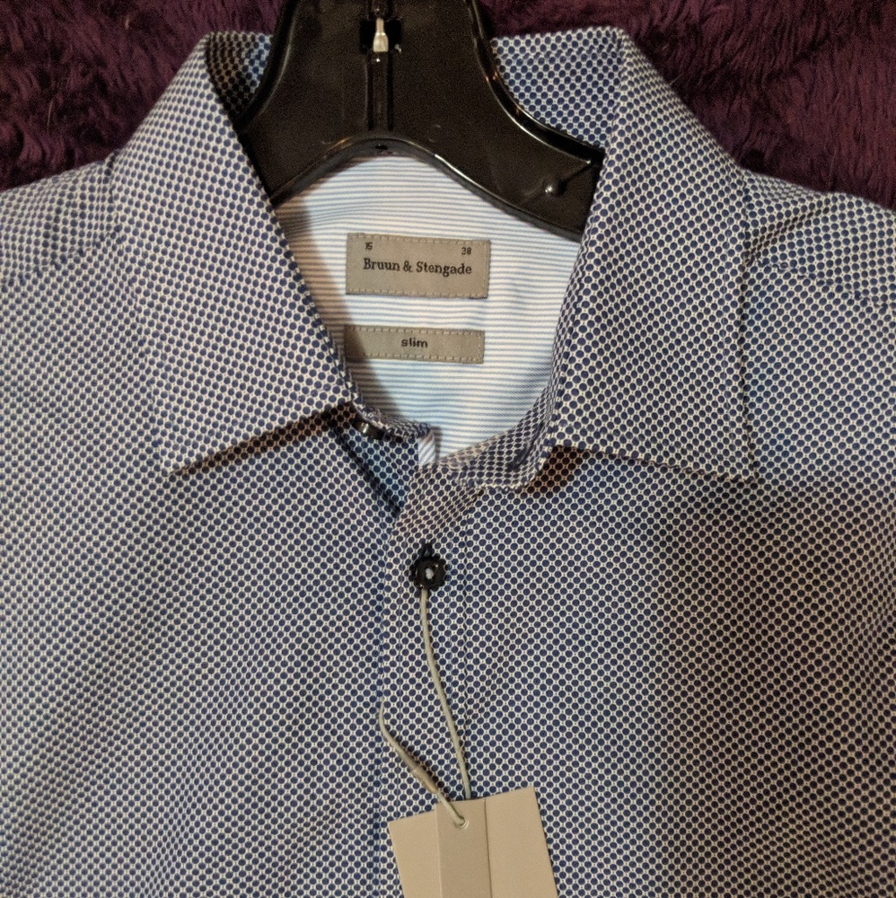 NWT Bruun & Stengade Slim Fit Dress Shirt size 38